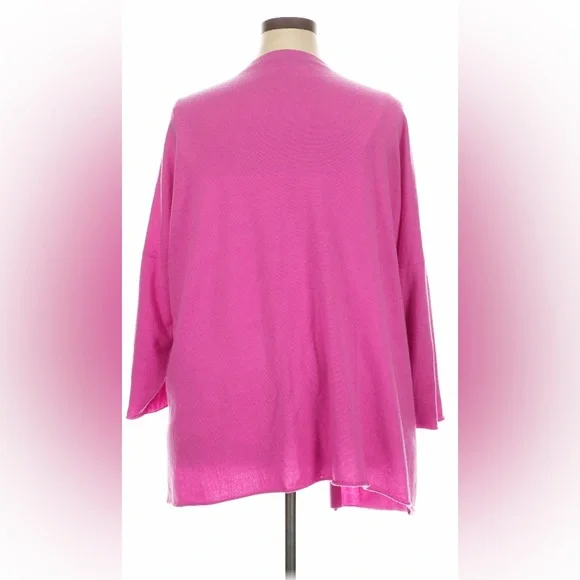Eskandar 2X 3X 100% Cashmere lipstick pink kimono cardigan sweater - Picture 2 of 6